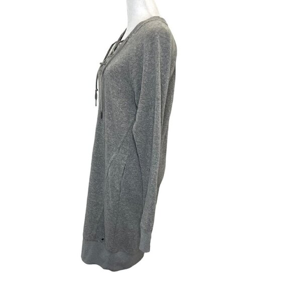 prAna Hemp Blend Sweatshirt Dress Laced Neck Long Sleeve Heather Gray size Small - Picture 3 of 7